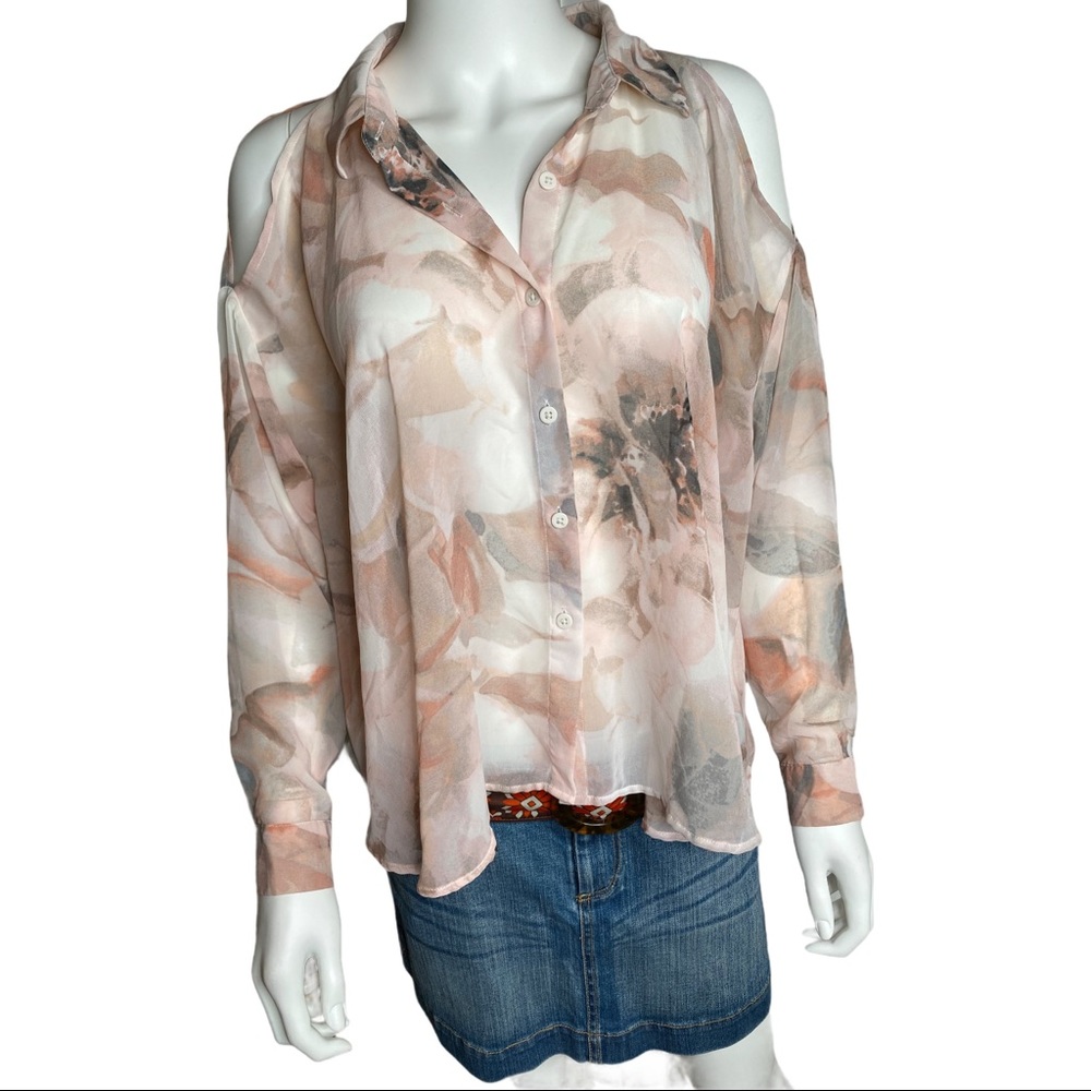 Off shoulder blouse floral chiffon size Medium
